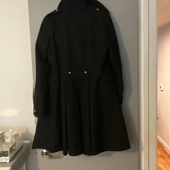 Tahari Black Wool Double-breasted Military Wool Coat Black 12   🎀 FIRM - Picture 10 of 14
